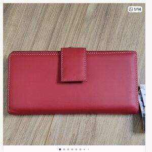 Mundi Red Leather Clutch Wallet